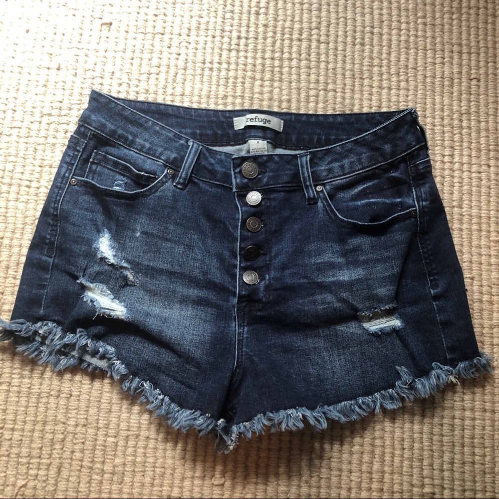 Ripped jean shorts